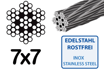 Edelstahlseil 1.0 mm nicht ummantelt