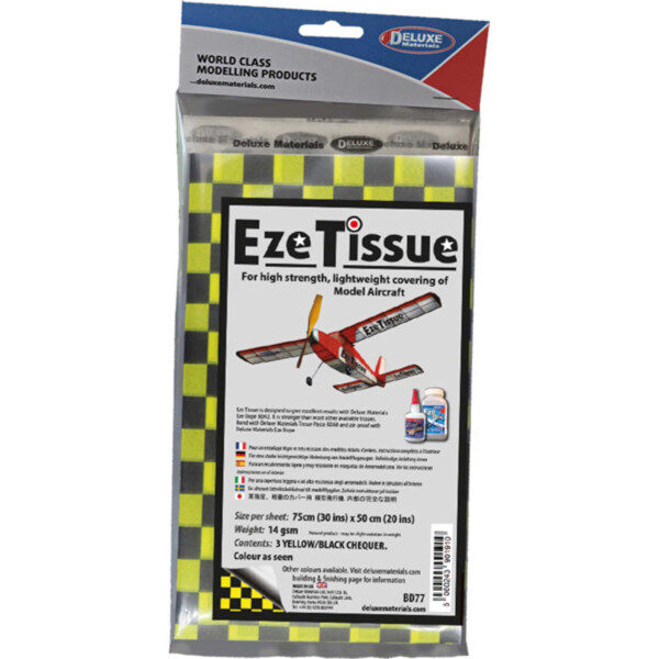 DELUXE Eze Tissue Gelb-Schwarz Karo Bespannpapier